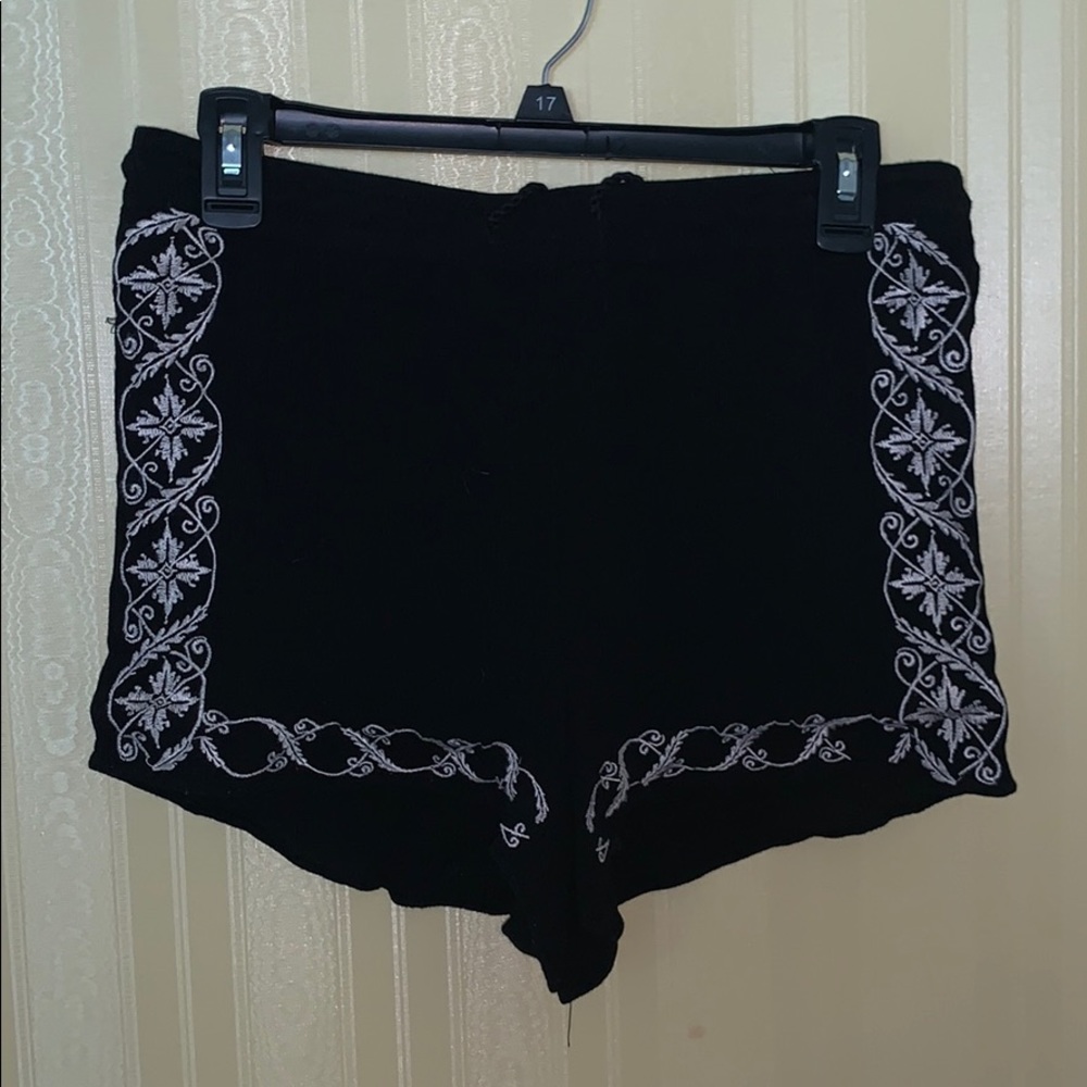 Black Embroidered Shorts